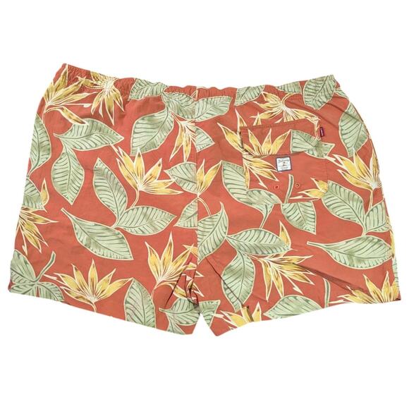 Tommy Bahama Men's Swim Trunks Orange Yellow Leafs Lining Pockets Size XXL - Picture 7 of 7